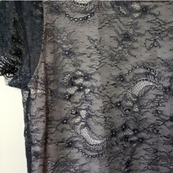 Ann Taylor LOFT | Black Lace Short Sleeve Blouse Size Large - Picture 3 of 4